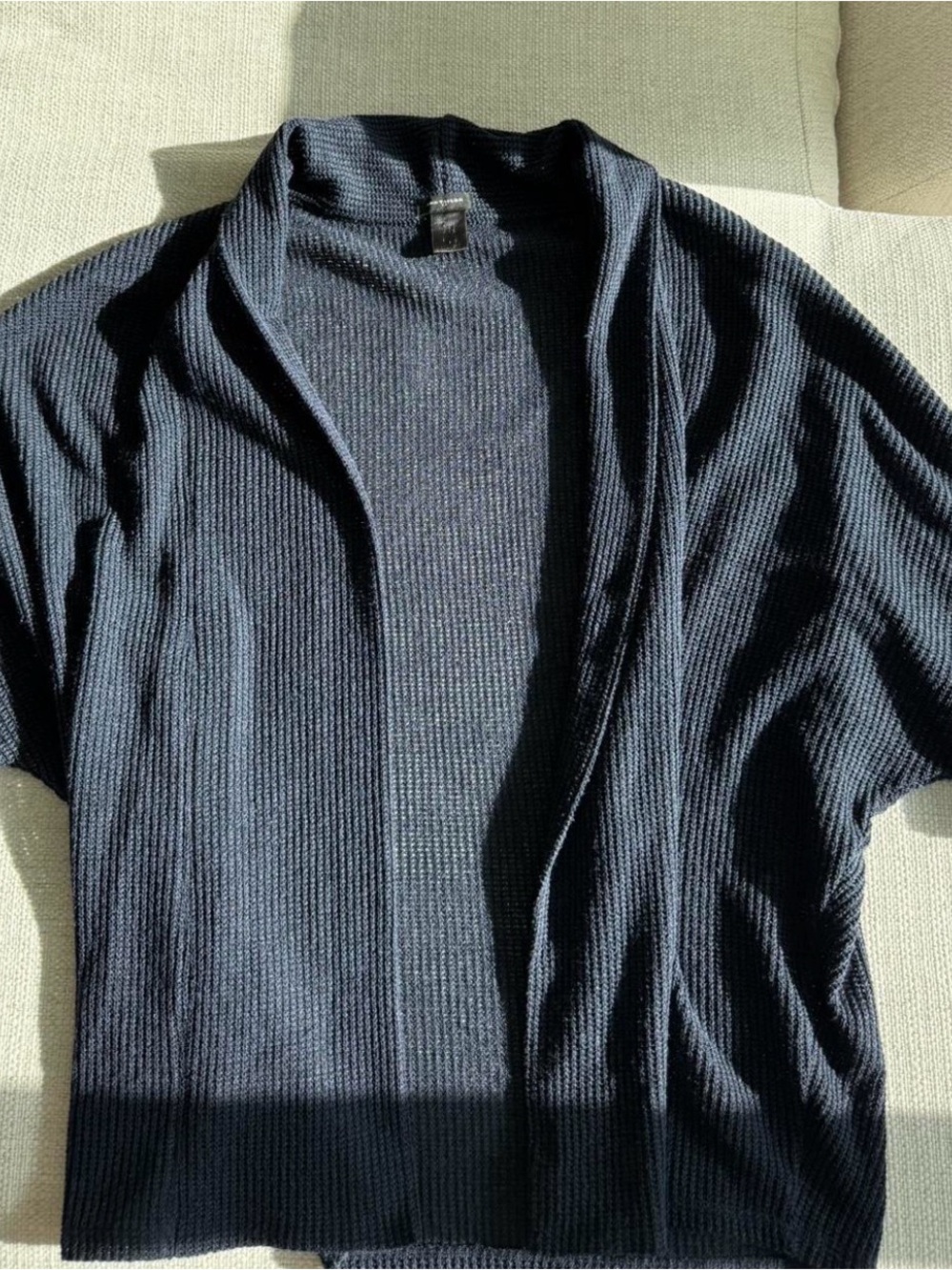 Women’s Navy Open-Front Ribbed Sweater Cardigan